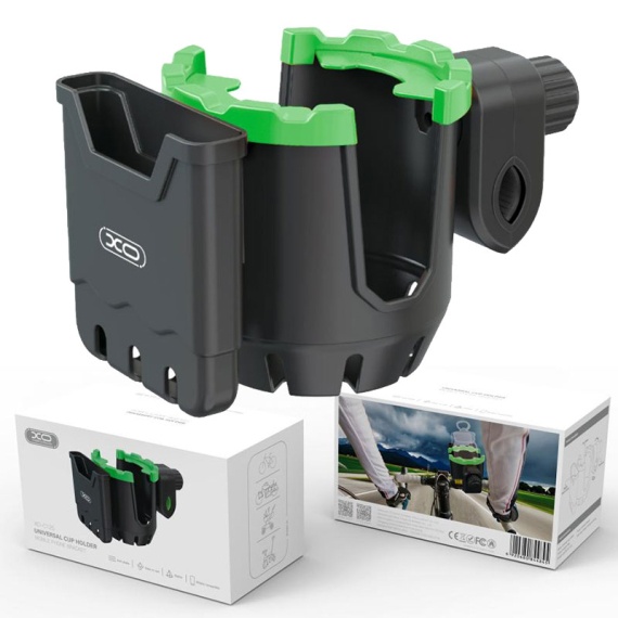 XO C125 - Suport multifunctional, telefon/cup, montaj Ghidon, din ABS, Moto/Bike, Negru