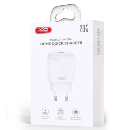 XO L141 - Incarcator Retea PD 20W, USB-C, FastCharge, White