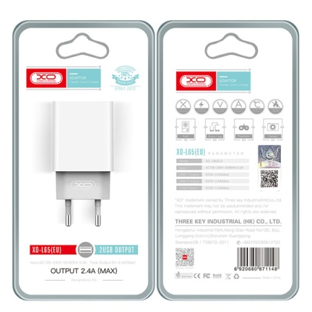 XO L73 – Incarcator retea 2.4A, USB-A QC 3.0, alb