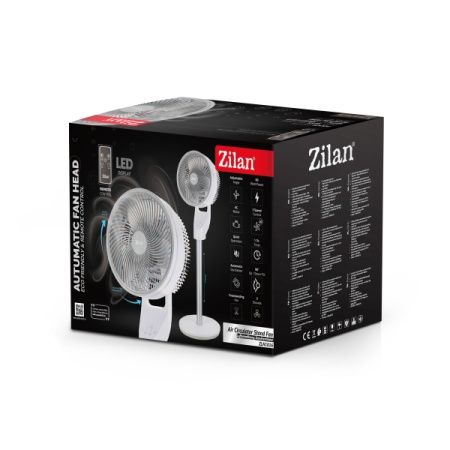 Zilan ZLN1016 – Ventilator de aer de birou, 60W, 3 viteze, telecomanda, negru