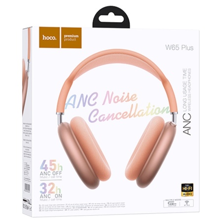 Casti Wireless OverEar HOCO W65 Plus, Bluetooth 5.4, 400mAh, ANC, 45h, ORANGE