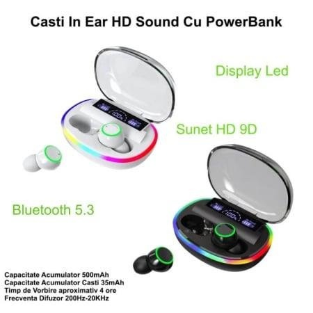 Casti Wireless Smartix 9D Pro, Bluetooth V5.1, Alb