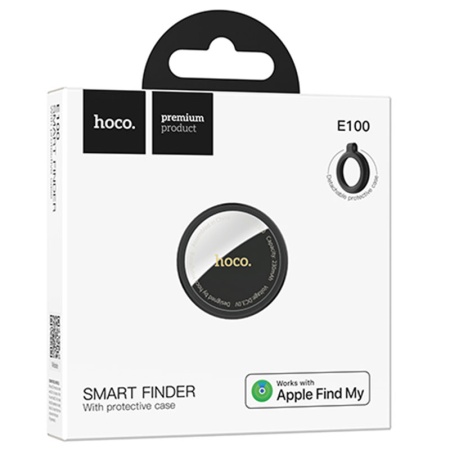 Dispozitiv anti-pierdere HOCO E100 tip AirTag pentru Apple Find My – certificat MFi, localizare rapida, negru