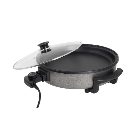Floria ZLN4957 – Tigaie electrica rotunda 36 cm, 1500W, pizza grill, capac sticlă, non-stick