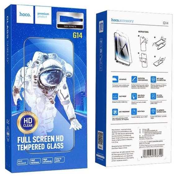 Hoco G14- Folie protectie Clear, iPhone 15 Pro - Glass Guardian, [10 buc]