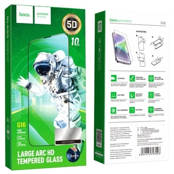 Hoco G16 - Folie protectie clear pentru APPLE iPhone 15 - Glass Large Arc, [10 buc]
