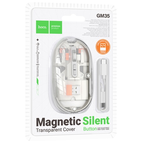 Hoco GM35 - Mouse dual BT 5.0 / Wireless 2.4G, 1600 DPI, 5 butoane, Clear Purple