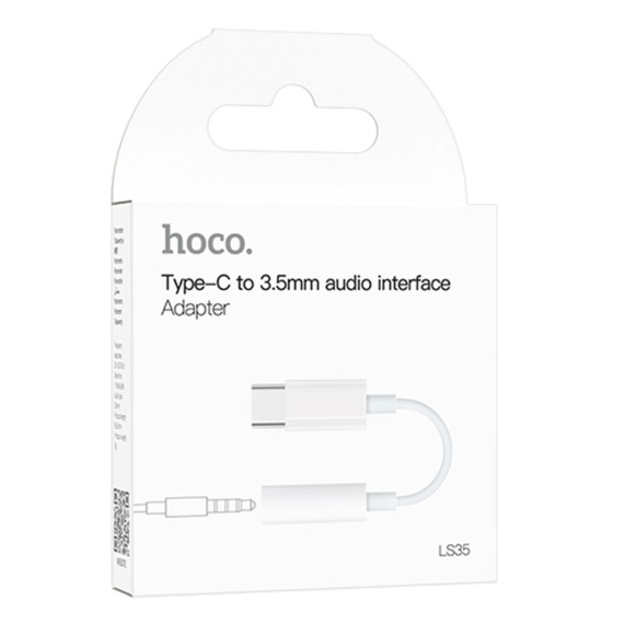 Hoco LS35 - Cablu Audio, Type-C la Jack 3.5mm (F) - 8cm, Alb