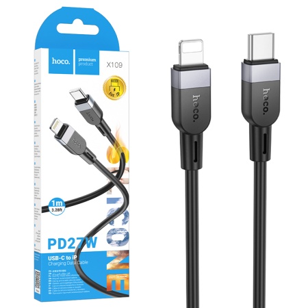 Hoco X109 - Cablu Date si Incarcare Type-C la Lightning PD27W QC3.0 1m Negru