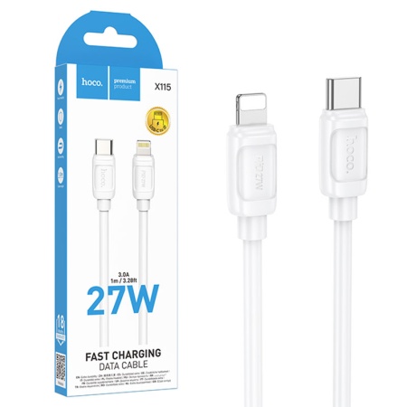 Hoco X115 - Cablu USB-C la Lightning incarcare rapida 27W, 1m, Alb