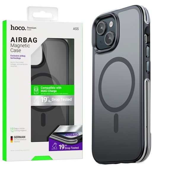 Husa Hoco AS5 - iPhone 15, MagSafe, GripEdge, Frosted, Negru