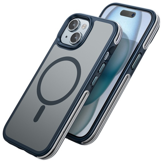 Husa Hoco AS5 - iPhone 15 Plus, MagSafe, GripEdge, Frosted, Albastru