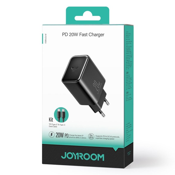 Joyroom JR-TCF06 - Incarcator Retea + Cablu Type-C, 20W, 1xType-C, PD, Negru