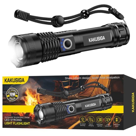 Kaku KSC-1558 – Lanterna LED Zoom 500m, 5 moduri iluminare, 1200mAh, alb