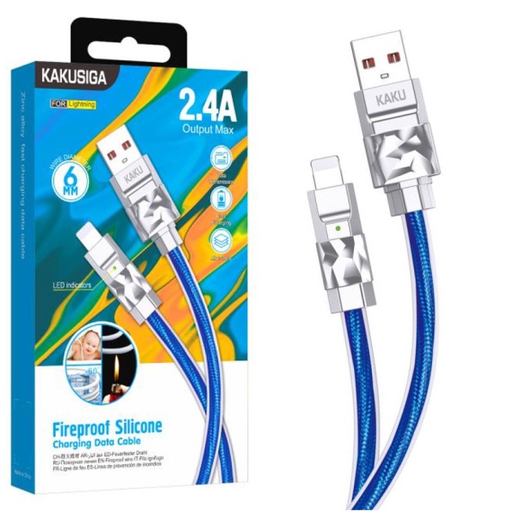 Kaku KSC-956 - Cablu Date si Incarcare, USB la Lightning, 2.4A, 1m, Albastru