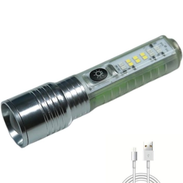 Mini lanterna Smartix Multifuncționala 5W LED, Incarcare USB-C, Indicator baterie, Rezistent ploaie, Verde