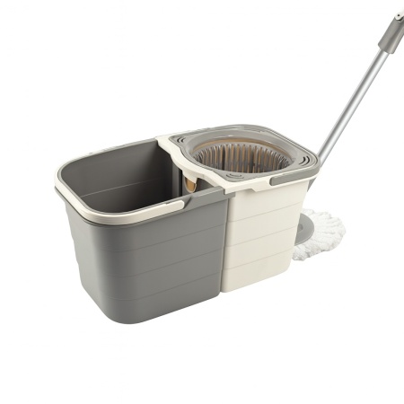 Mop rotativ LISA, galeata dubla 19l, microfibra, maner ajustabil, ZLN0792, gri