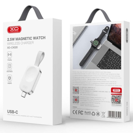 XO CX020 – Incarcator wireless magnetic 2.5W pentru iWatch, USB-C, alb