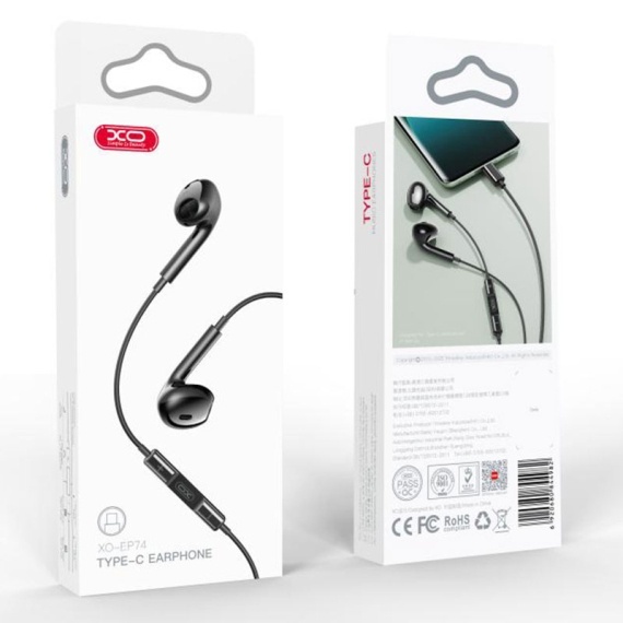 XO EP74 - Casti cu Fir, In Ear, Type-C, 1.2m, Mic & Volume Key, HiFi, Negru