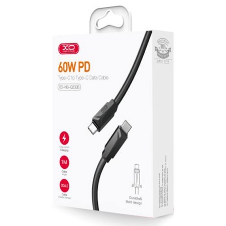 XO NB-Q233B - Cablu Date si Incarcare, USB-C, PD60W, QC3.0, 1m, Negru