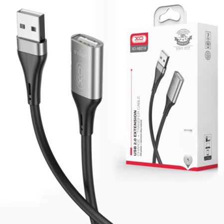 XO NB219 - Cablu Date si Incarcare, USB (M) - la USB (F) - Transfer USB 2.0, 2m, Negru