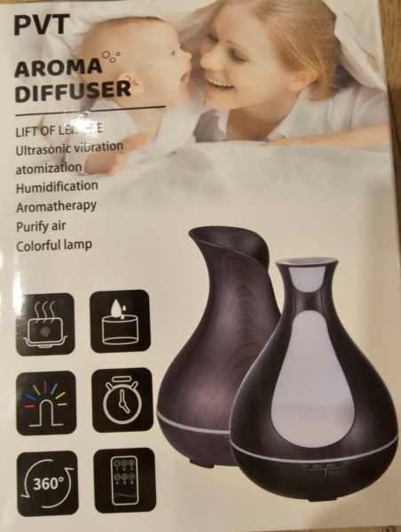 Aroma difuzor 500ml, Purificator aer, Umidificator cu lumina, Dark Wood
