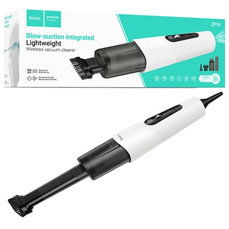 Aspirator portabil HOCO ZP16 50W – functie dubla suflare si aspirare, baterie 3600mAh, alb