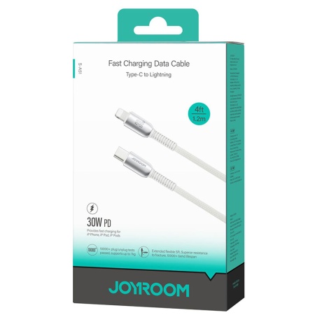 Cablu USB-C la Lightning 1.2m Joyroom S-A51 – incarcare rapida PD 30W, QC3.0, transfer date, gri