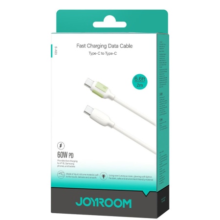 Cablu USB-C la Type-C, 2m Joyroom S-A53 – incarcare rapida PD 60W, QC3.0, transfer date, durabil, bej