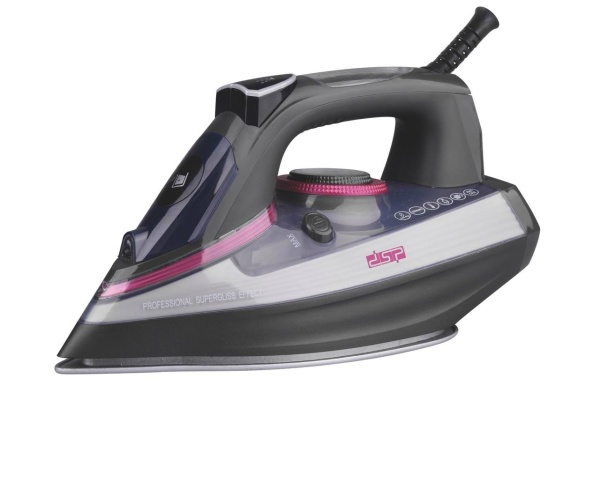 DSP 2000W - Fier de calcat vertical, talpa ceramica, incalzire rapida, Negru cu roz