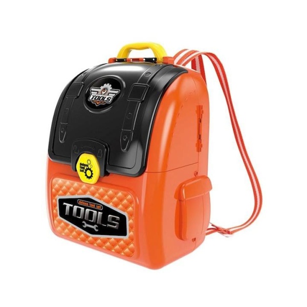 Gentuta cu scule 2 in 1 de joaca cu Banc de lucru si accesorii, 21.5x39.5x 40, Varsta 3+ Portocaliu