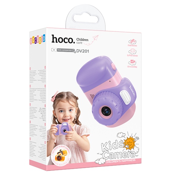 Hoco DV201 - Camera Foto/Video pentru copii, 32MP, Play & Fun, baterie incorporata, Multilanguage, Roz