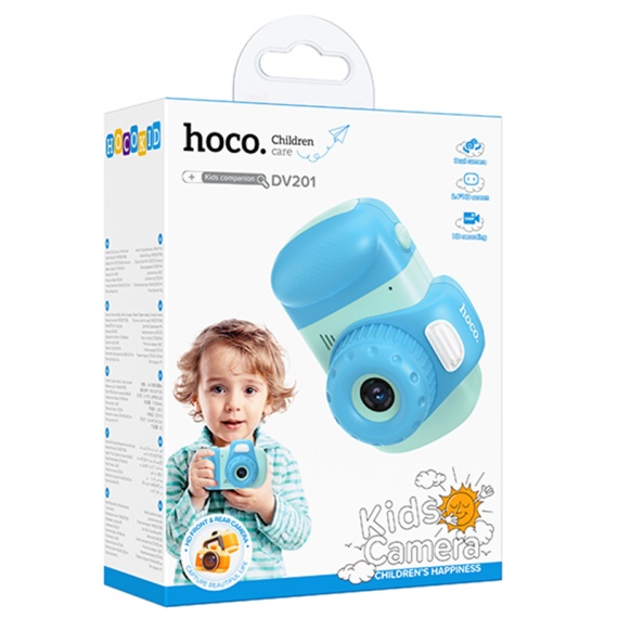 Hoco DV201 - Camera Foto/Video pentru copii, 32MP, Play & Fun, baterie incorporata, Multilanguage, Albastru
