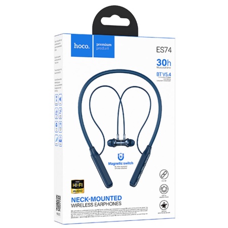 Hoco ES74 - Casti Wireless InEar Bluetooth 5.4, 280mAh, Suport Gat, Albastru