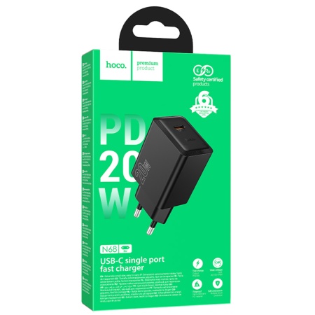 Hoco N68 - Incarcator Retea Type-C, PD20W, FastCharge, 5V/3A, Negru