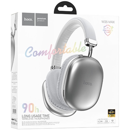 Hoco W35 Max - Casti Wireless Over Ear Bluetooth 5.3 200h StandBy Silver