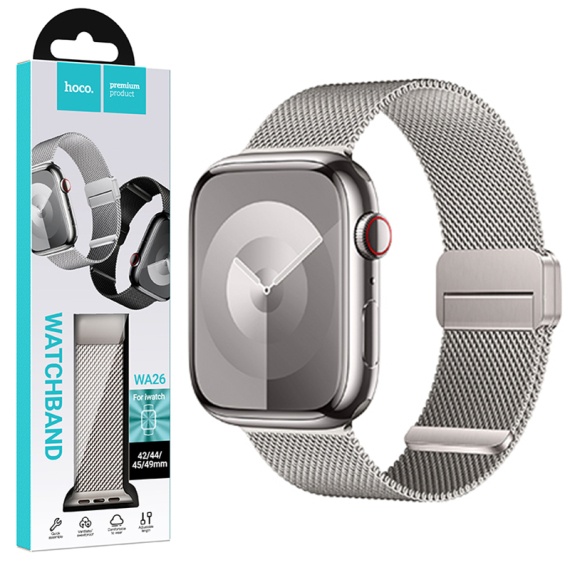 Hoco WA26 - Curea metalica, pentru iWatch, inchidere magnet, Universal Size - 42/44/45/49mm, Double Buckle, Milanese Style, Star Color