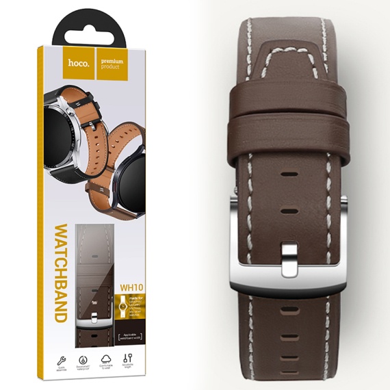 Hoco WH10 - Curea eco-leather, 20 mm, pentru ceasuri, GT Original Series, Coffee