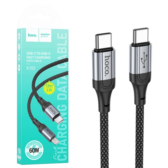 Hoco X102 - Cablu Date si Incarcare Type-C, PD60W, QC3.0, 3A, Braided, 1m, Negru