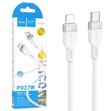 Hoco X109 - Cablu Date si Incarcare Type-C la Lightning PD27W QC3.0 1m White
