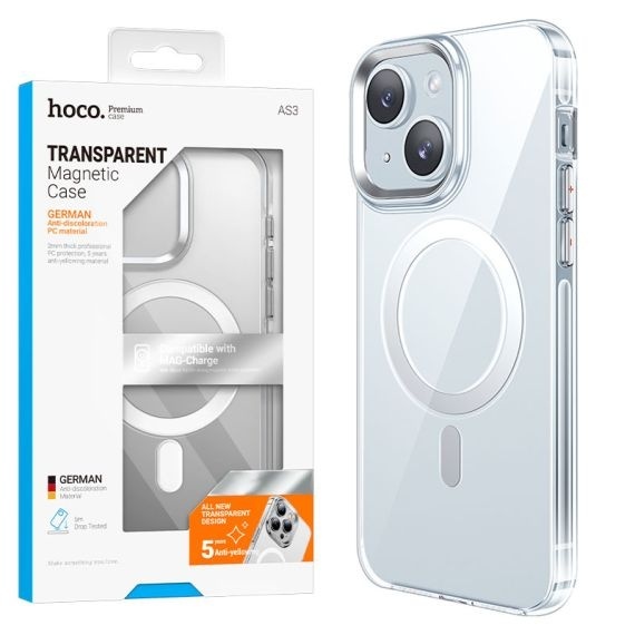 Husa Hoco AS3 - iPhone 15 Plus - MagSafe, Antidrop, Transparent
