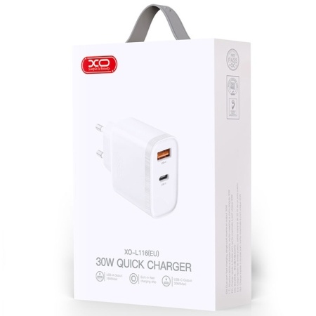 Incarcator retea XO L109 cu 2xUSB-A 2.4A, Quick Charge 3.0, alb