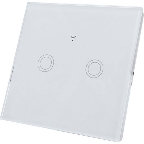 Intrerupator inteligent cu 2 butoane, Senzor, Wi-Fi + RF, Smart home, 240V, Alb