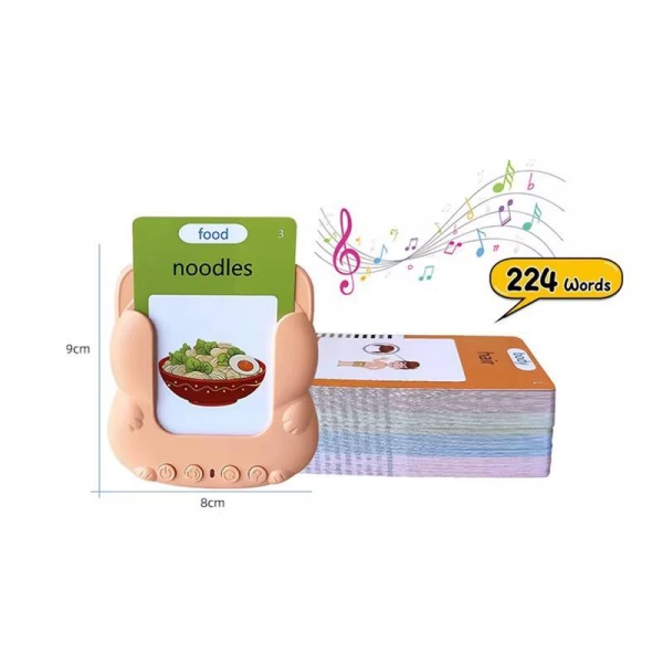 Joc interactiv Cititor de carduri in Limba Engleza, cu Acumulator integrat, Puzzle Card 224 de cuvinte, 3+ Portocaliu