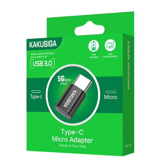 Kaku KSC-531 - Adaptor OTG Transfer, MicroUSB la Type-C, Negru