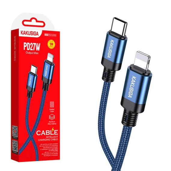Kaku KSC-970 - Cablu Date si Incarcare, Type-C la Lightning, PD27W, QC3.0, Braided, 1m, Albastru