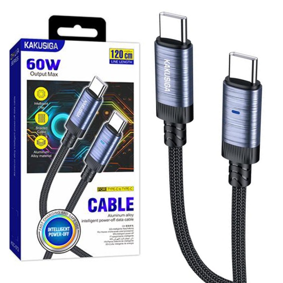 Kaku KSC-972 - Cablu Date si Incarcare, Type-C, PD60W, QC3.0, Smart On-Off, Braided, 1m, Negru
