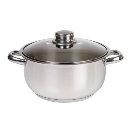 Oală inox cu capac ZILAN Cocinera , 26 cm, 8L, fund 3 straturi sandwich, ZLN7260, argintiu