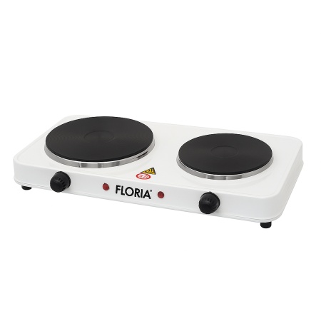 Plita electrica dubla 2500W, Floria ZLN2843, 2 ochiuri fonta, termostat reglabil, protectie supraincalzire, alba