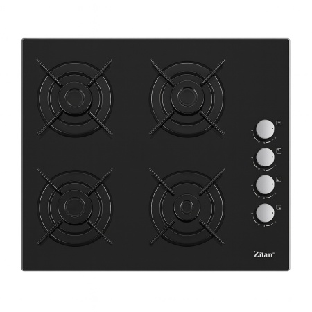 Plita incorporabila sticla 4 ochiuri ZILAN, 7.35kW, aprindere electrica, conversie LPG, ZLN0058, negru